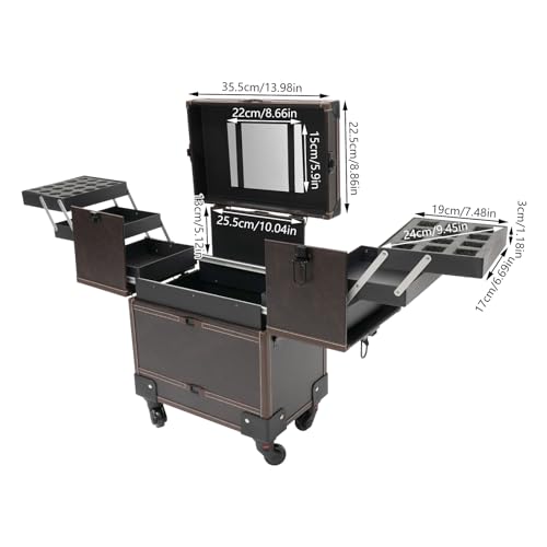 Makeup Rolling Train Case with Mirror and 4 Wheels A344880