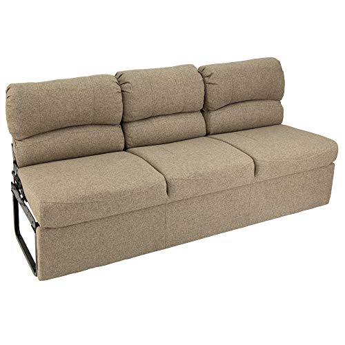 RecPro 62" RV Jackknife Sleeper Sofa with Drop-Down Console | Cloth Fabric | 2 Colors to Choose from | Furniture for RV and Camper (Oatmeal Cloth)