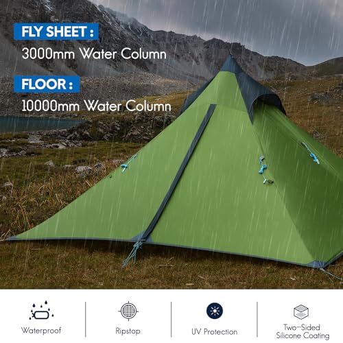 Ultralight Backpacking Tent 1 Person, 3 Season Waterproof Double Layer M1751
