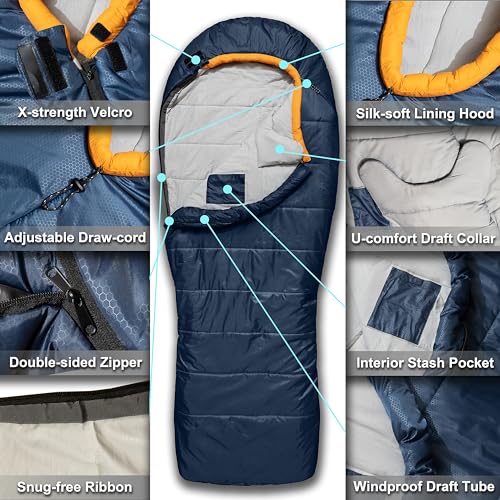 Mummy Sleeping Bag for Adults Camping, XXL Cold Weather Winter Y9467