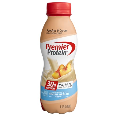 Premier Protein Shake, Peaches & Cream, 30g Protein, 1g Sugar, 24 Vitamins & Minerals, Nutrients to Support Immune Health 11.5 fl oz