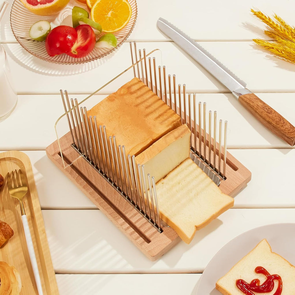 Stainless Steel Bread Slicer Guide with Beechwood Cutting Board R27345