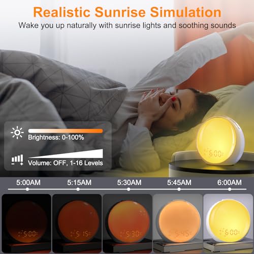 Sunrise Alarm Clock with Wake Up Light, Dual Alarms and FM Radio N967705