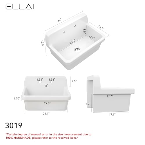 Wall Mounted Laundry Sink White Porcelain Ceramic 10 Gallon Washing Tub A69333