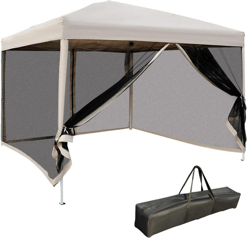 10' x 10' Pop Up Canopy Tent with Netting, Instant Screen Room House, Tents for Parties, Height Adjustable, with Carry Bag, for Outdoor, Garden, Patio