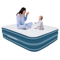 Queen Air Mattress, Air Mattress Queen with Built in Pump, 18" Elevated Inflatable Blow Up Mattress, Comfortable Flocked Top Air Bed with a Storage Bag for Guests,Travel, Camping