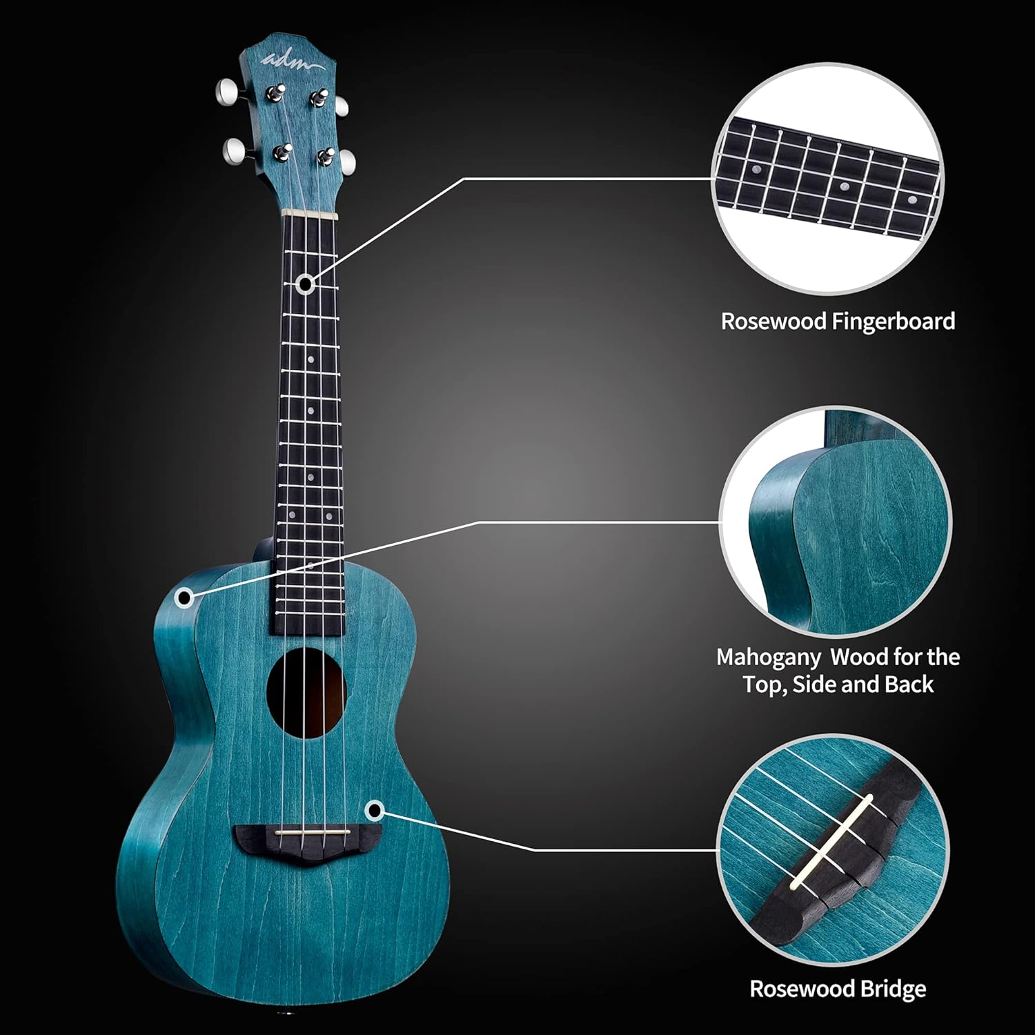 Concert Ukulele Beginner Kit 23 Inch Mahogany with Starter Lessons D732799