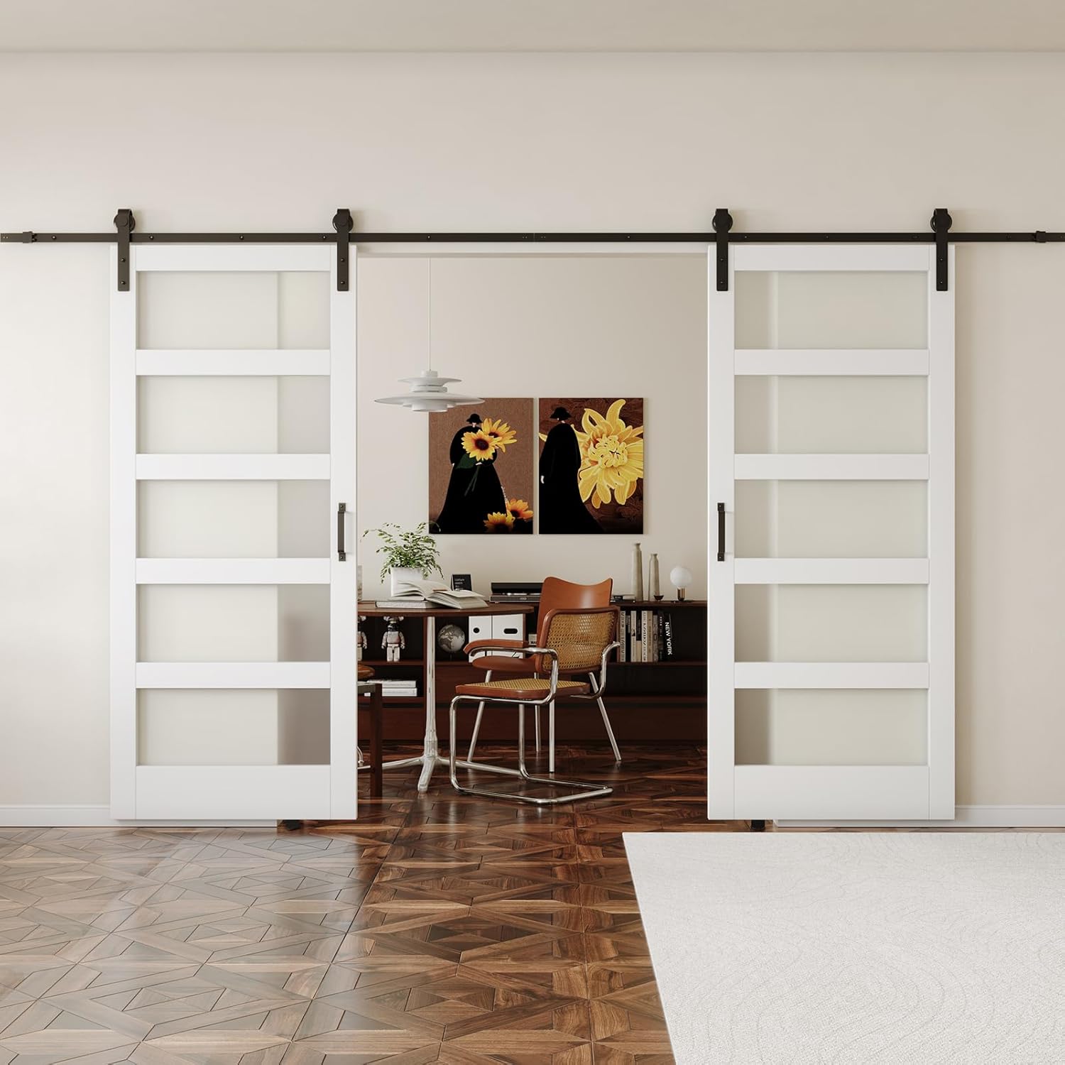 Frosted Glass Barn Door 36"x84" for Interior Use V504010