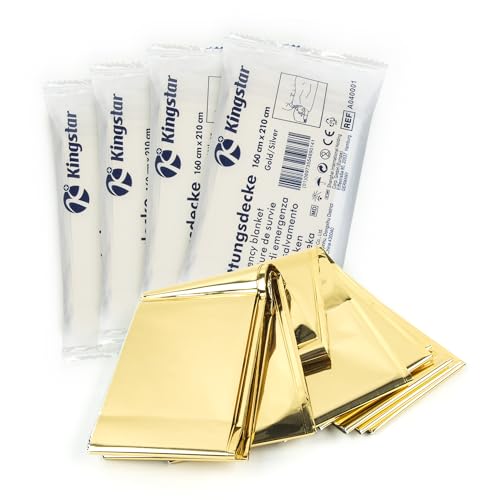Emergency Blankets (4 Packs, 84" L x 52" W) Mylar Thermal Blankets for Survival and Protection,Space Blanket Survival Kits Camping Blanket, Ideal for Outdoors, Hiking, Survival, Marathons