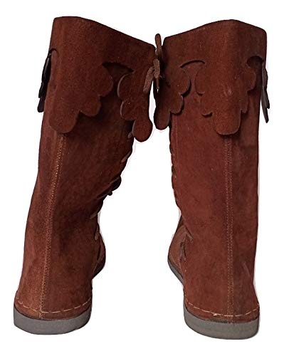 Medieval Brown Leather Knee High Boots for Men N83884