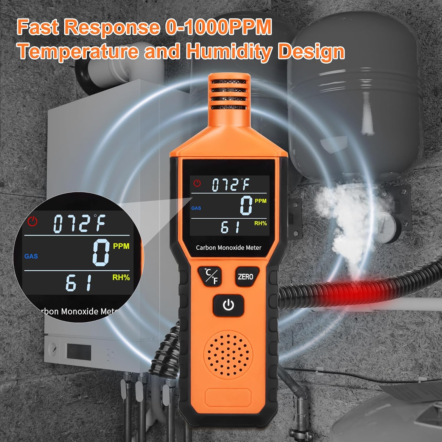 Portable Carbon Monoxide Detector with Temperature and Humidity Display N191144