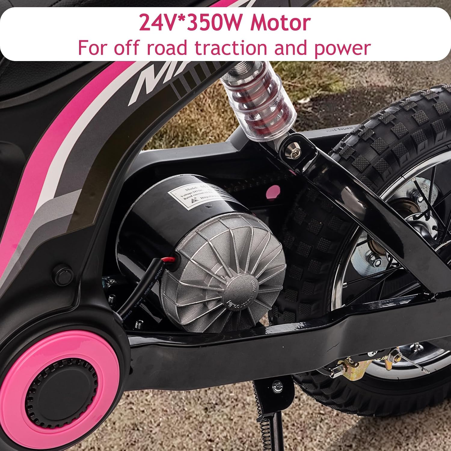 24V Ride On Dirt Bike for Kids 13+ Pink M3959