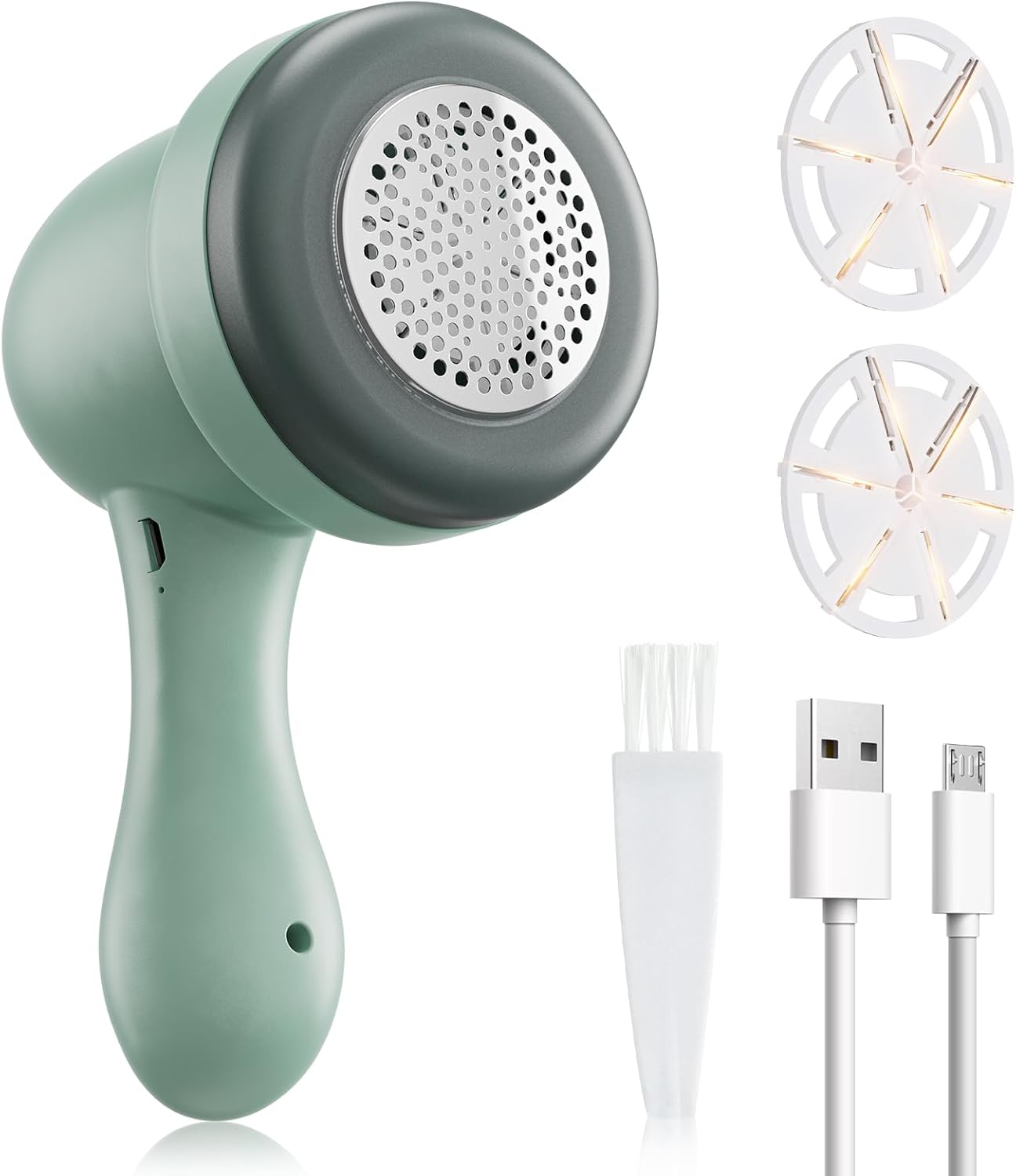 Electric Fabric Shaver, USB Powered Sweater Shaver with 2 Replaceable Stainless Steel Blades, Dual Protection Lint Remover for Removing Fuzz and Pill from Clothes Carpet Couch Furniture