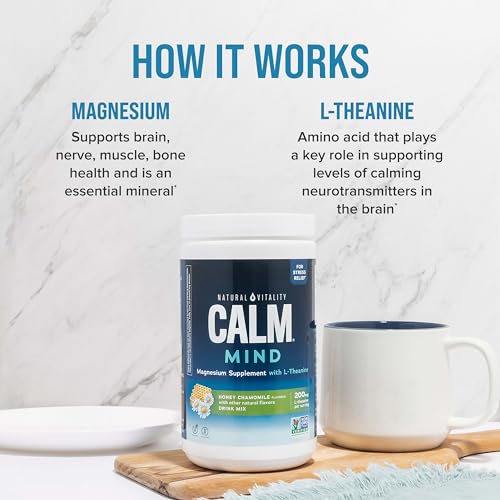 Magnesium Citrate + L-Theanine Powder Supplement, Unflavored, 12 oz. N205