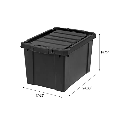 5 Gallon Lockable Storage Bins with Lids, 6 Pack, Stackable, Black P46697