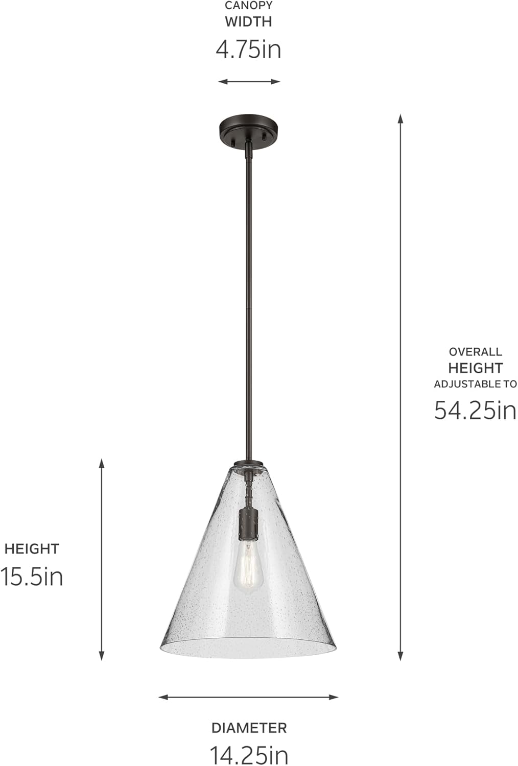 Cone Pendant Light with Clear Seeded Glass for Kitchen Island Z48127