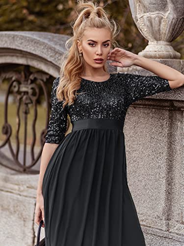 Elegant A Line Sequin Maxi Evening Dress G42674