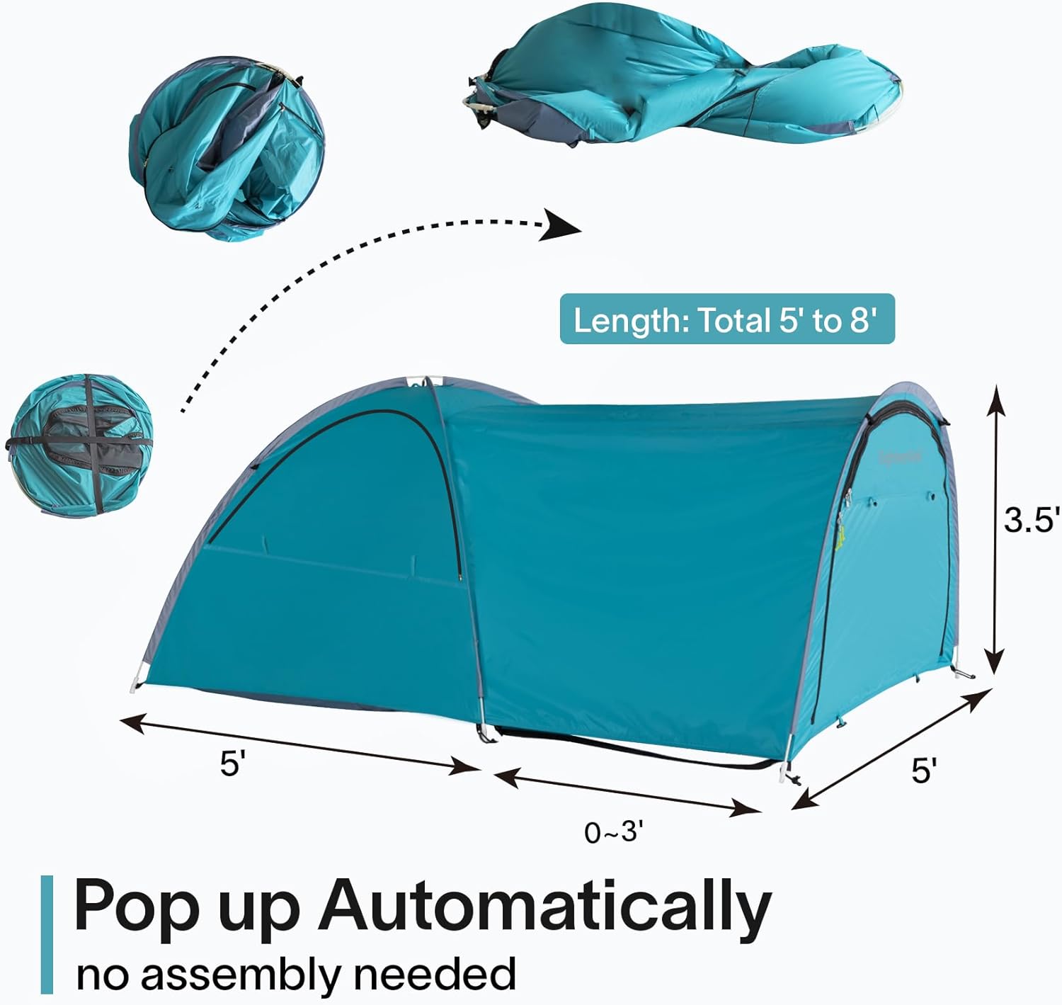 Truck Bed Tent for Camping, Waterproof Double Layer Pop Up, Fits 5.5-8 Ft Pickup Truck Y8456
