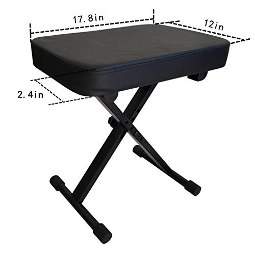 Piano Bench, 4-Level Height Adjustable, Padded Seat J3832