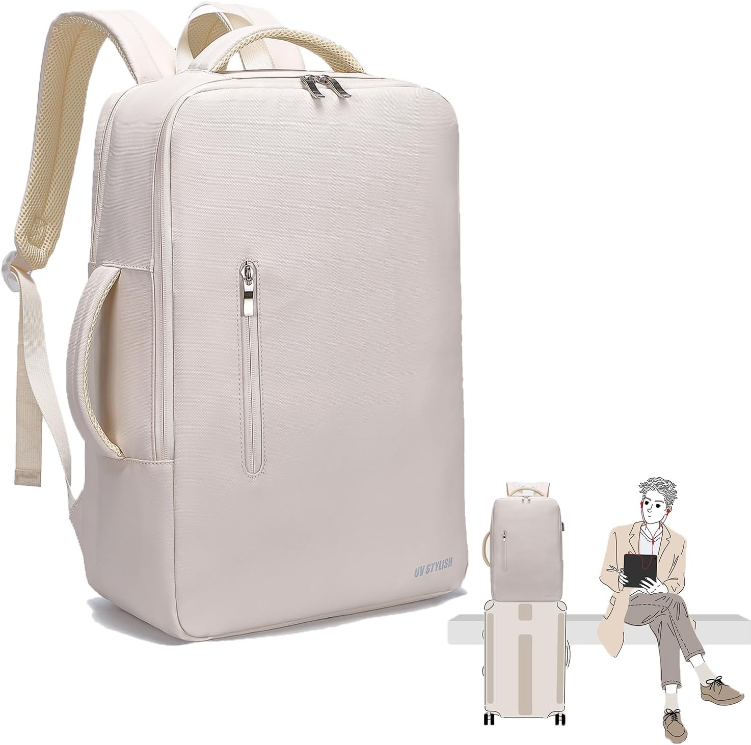 Travel Backpack for Women, Underseat Carry On Traveling Backpack for Airlines 18x14x8 Inches, Flight Approved Luggage Personal Item, Waterproof Backpack with Charging Port for Spirit Frontier
