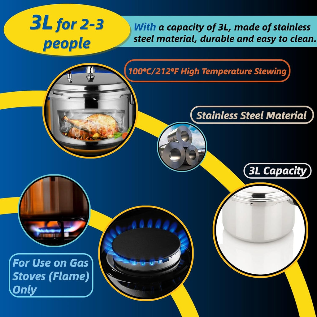 Stainless Steel Pressure Cooker, 3L, for Induction Cooker Y649169