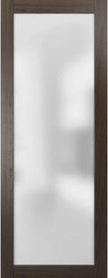 Frosted Lite Glass Door Panel Slab 32 x 84 | Planum 2102 Chocolate Ash | Use as Barn Pocket Sliding Closet | Solid Wood Core Interior Door