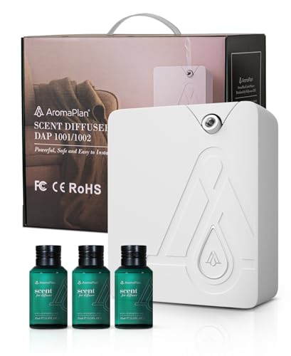 AromaPlan Bluetooth Smart Scent Air Machine for Home + 3 Fragrances– Smart Cold Air Technology, Hotel Collection Diffuser, Waterless Whole House Scent Diffuser with Top Picks Fragrance Kit, White