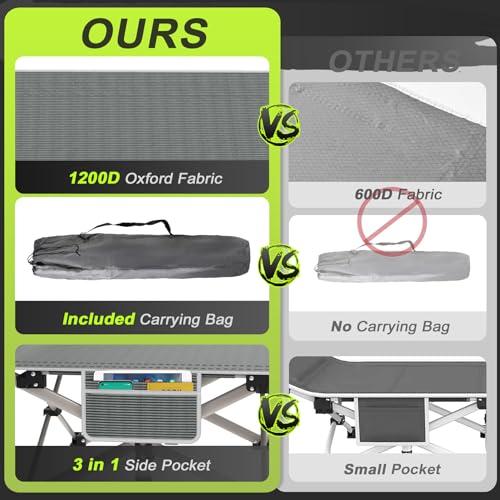 Folding Camping Cot Bed for Adults with Carry Bag, Grey S449