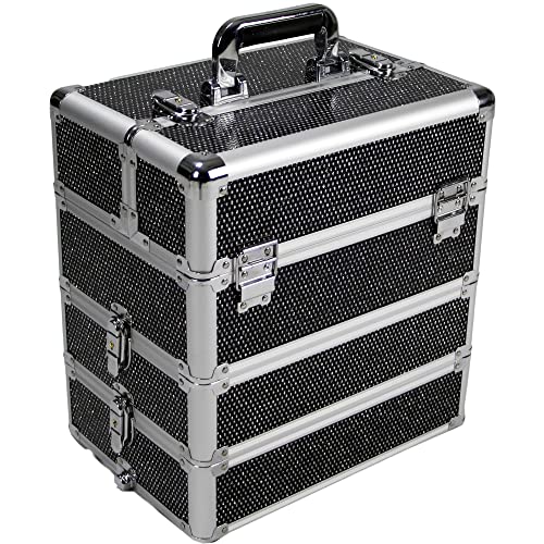 Rolling Makeup Train Case with Removable Wheels, Aluminum Travel Organizer Z222735