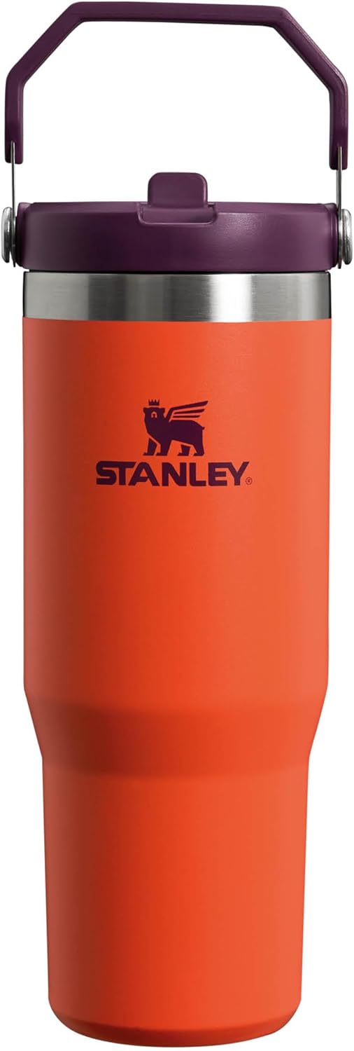 STANLEY IceFlow Flip Straw Water Bottle With Straw 0.89L - Keeps Cold For 12+ Hours - Leakproof - Stainless Steel Water Bottle - BPA-Free Travel Mug - Easy to Carry - Dishwasher Safe - Tigerlily Plum