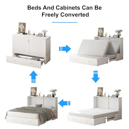 Murphy Cabinet Bed with Tri-fold Mattress and USB Charging Station H946117
