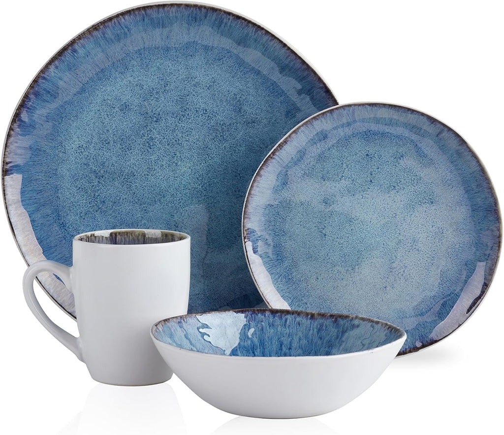 Blue Stoneware Dinnerware Set, 16-Piece X6825