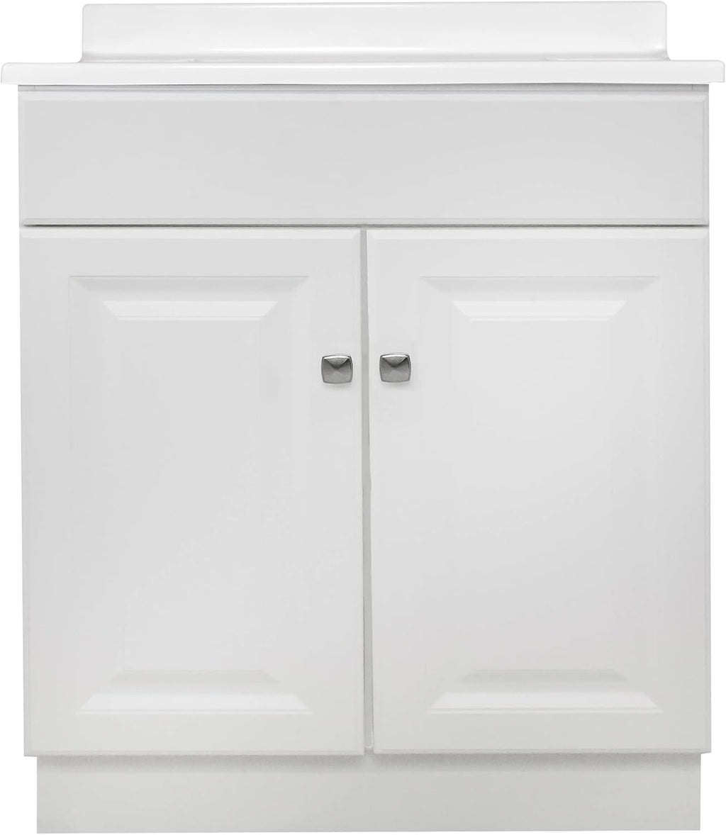 Cultured Marble 2-Door Bathroom Vanity Top, 31x22, White M40775