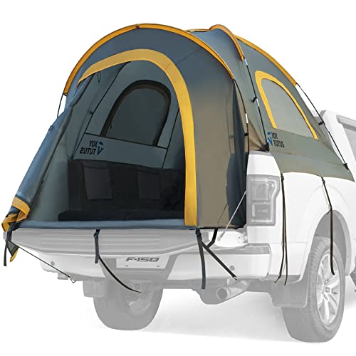 JoyTutus Pickup Truck Tent, Waterproof PU2000mm Double Layer for 2 Person, Portable Truck Bed Tent with Removable Awning, 5.5ft-6ft Camping Preferred - Green