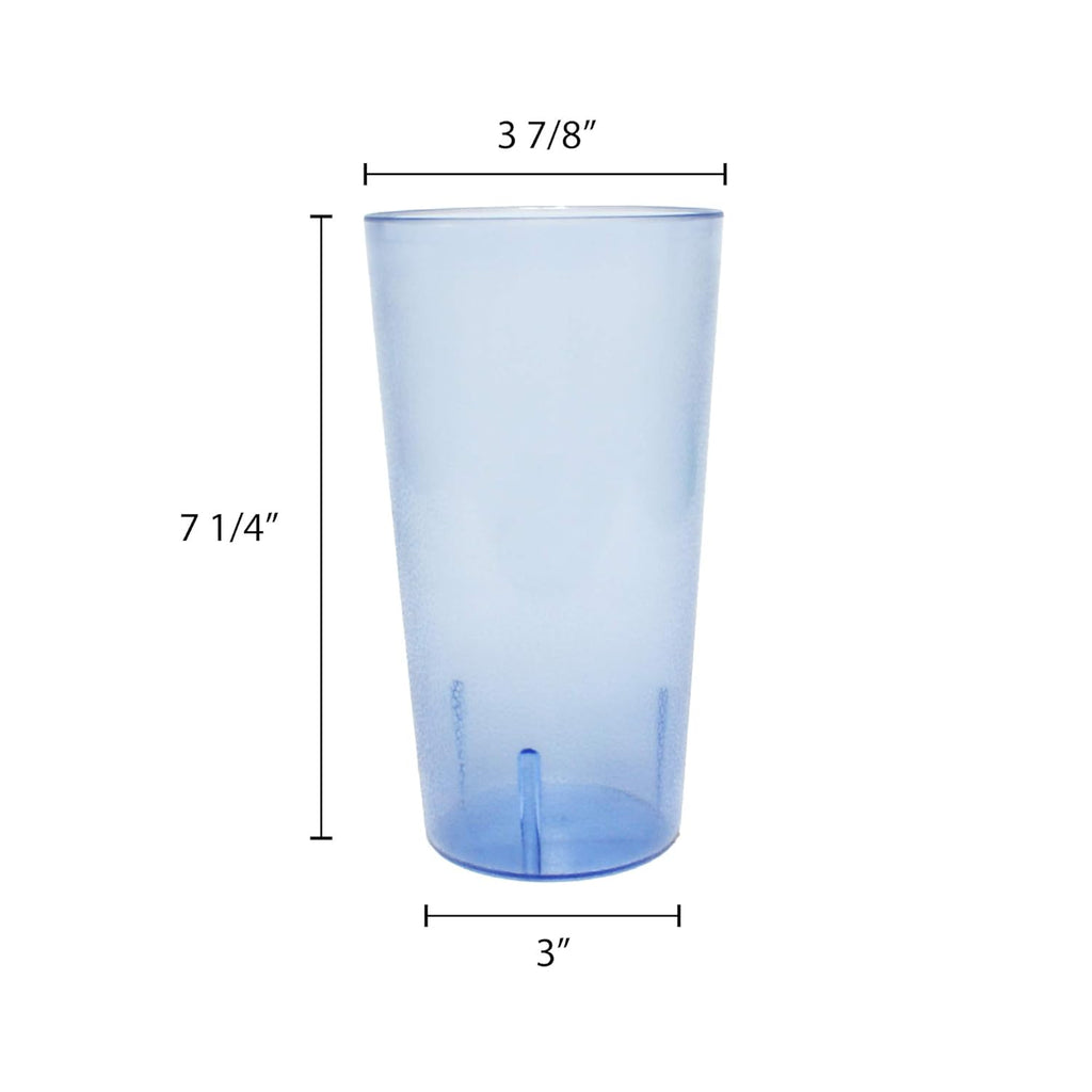32 oz Stackable Restaurant Tumbler Cups, Break-Resistant Plastic, Set of 4 - Blue P48526