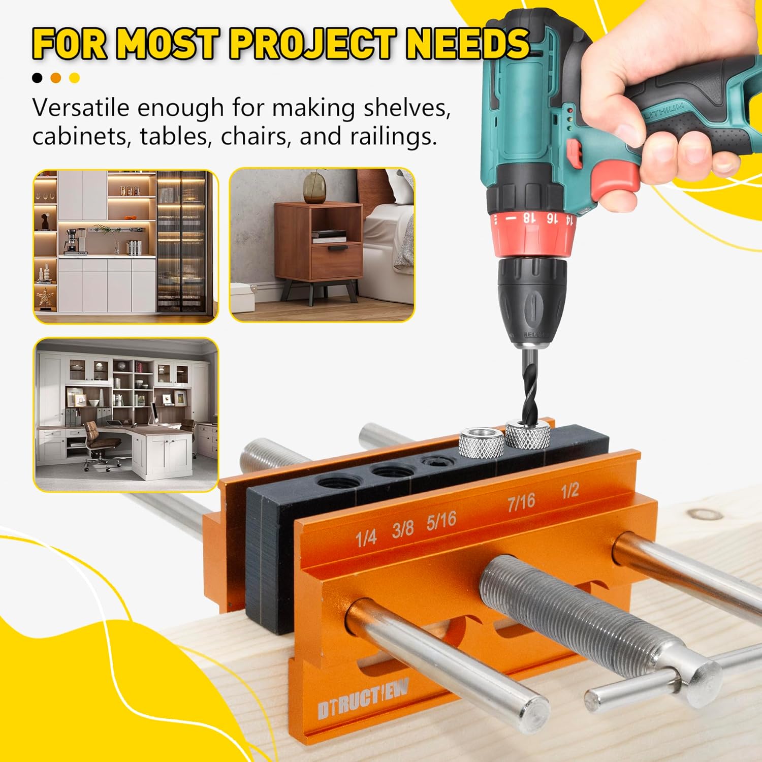Self Centering Doweling Jig Kit with 6 Drill Guide Bushings G4264