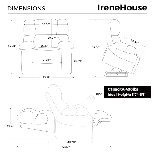 Oversize Lift Chair for Elderly with Heat and Massage, Lay Flat Recliner F71177