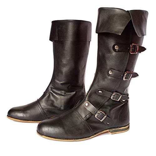 Medieval Leather Boots with 4 Buckles N718085