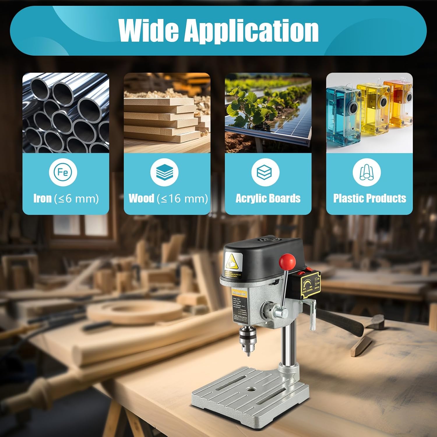 Mini Benchtop Drill Press, 3-Speed Adjustable Bench Drilling Machine Q13460