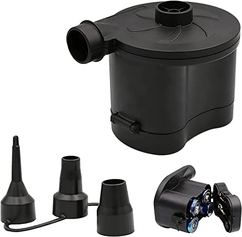Battery Powered Electric Air Pump, Portable Inflator Deflator for Camping, Air Mattress, Pool Floats, 3 Nozzles E457818