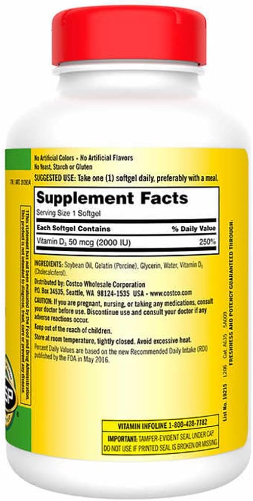Vitamin D3 2000 IU 600 Softgels, 2-Pack Y5287
