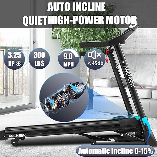 Folding Treadmill with 15% Auto Incline and Bluetooth Speaker I3021