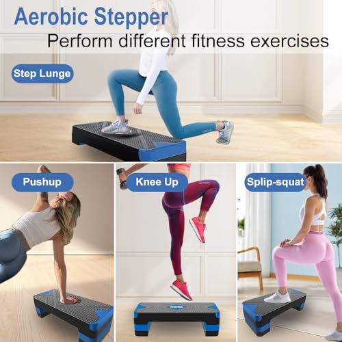 Aerobic Exercise Step Platform with Adjustable Height Risers E922565