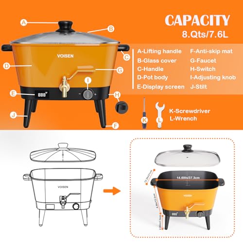 Wax Melter for Candle Making, Electric Non-Stick, 8Qt Capacity with Temperature Control Y714