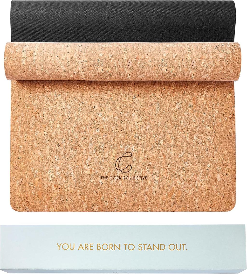 Non Slip, Non Toxic, Premium Thick Cork Yoga Mat with Eco-Friendly, Organic, Vegan Cork, Sustainable Material, Hot Yoga Mat, Chemical Free 4MM 72” x 26” TheCorkCollective(Plain)