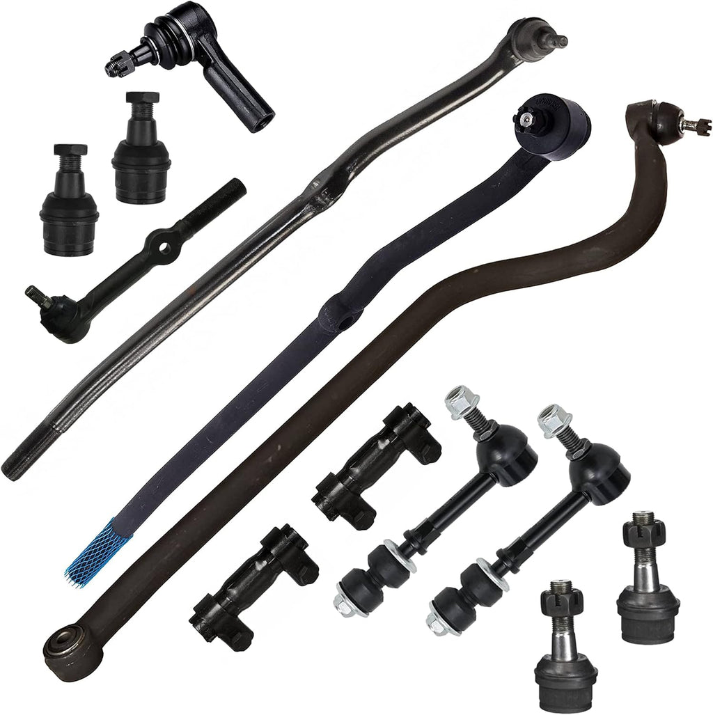 PartsW - 13 Piece Kit for DODGE RAM 3500 / RAM 2500, Tie Rod End, Drag Link, Inner & Outer Tie Rod Ends, Lower & Upper Ball Joints, Adjusting Sleeves, Track Bar Sway Bar Links Front