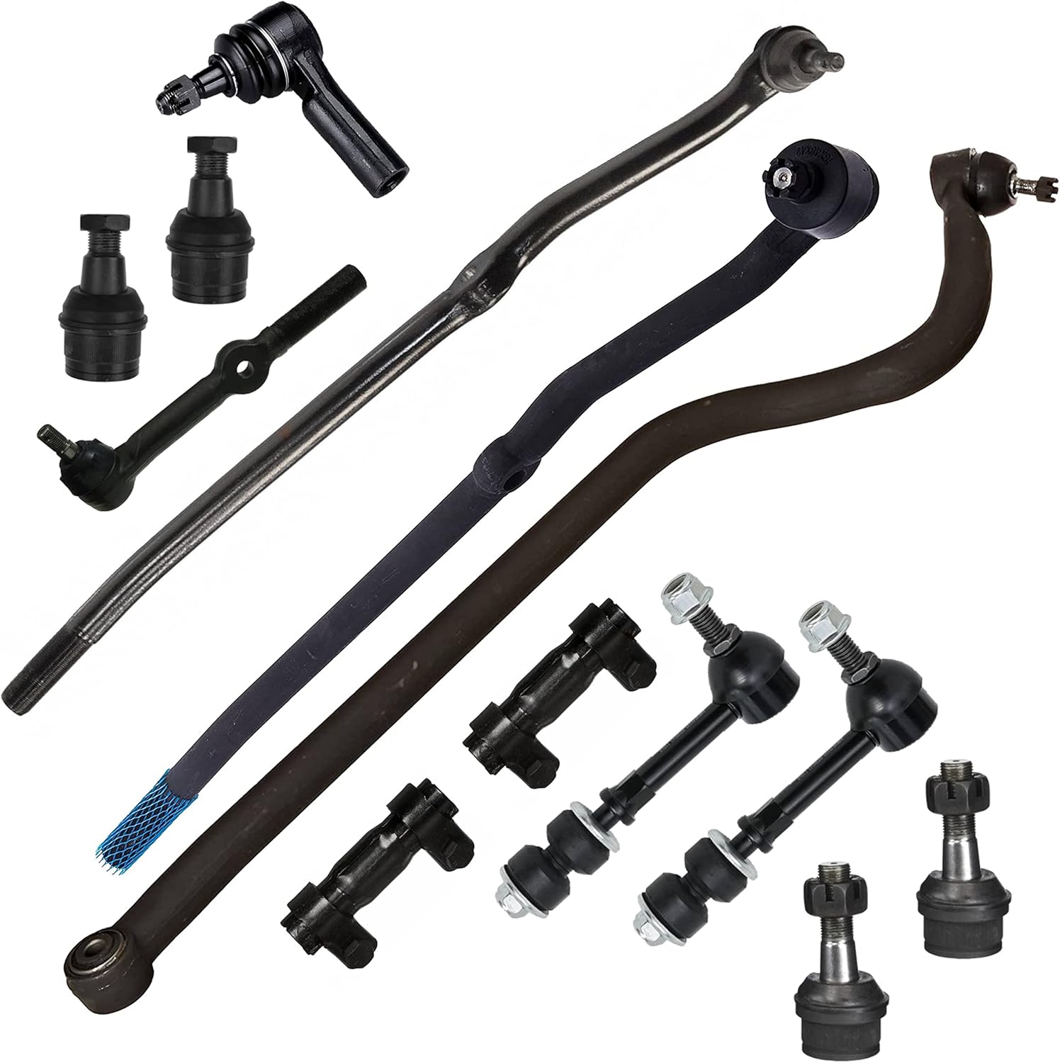 PartsW - 13 Piece Kit for DODGE RAM 3500 / RAM 2500, Tie Rod End, Drag Link, Inner & Outer Tie Rod Ends, Lower & Upper Ball Joints, Adjusting Sleeves, Track Bar Sway Bar Links Front