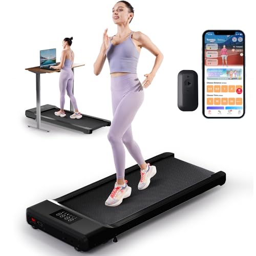 DeerRun Walking Pad 2 in 1 Under Desk Treadmill, 2.5HP Low Noise Walking Pad Running Jogging Machine with Remote Control for Home Office, Lightweight Portable Desk Treadmill Installation Free