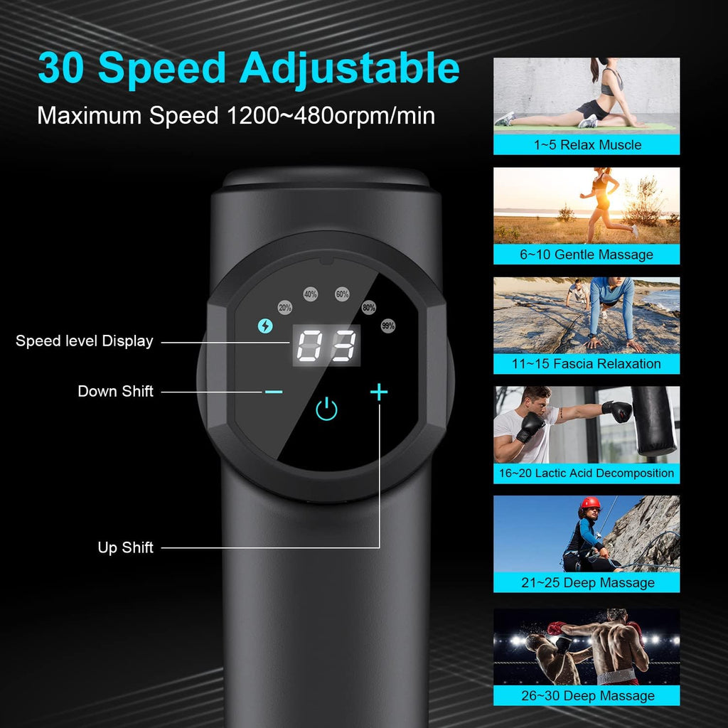 Percussion Massage Gun with 8 Heads and LCD Touch Screen F659