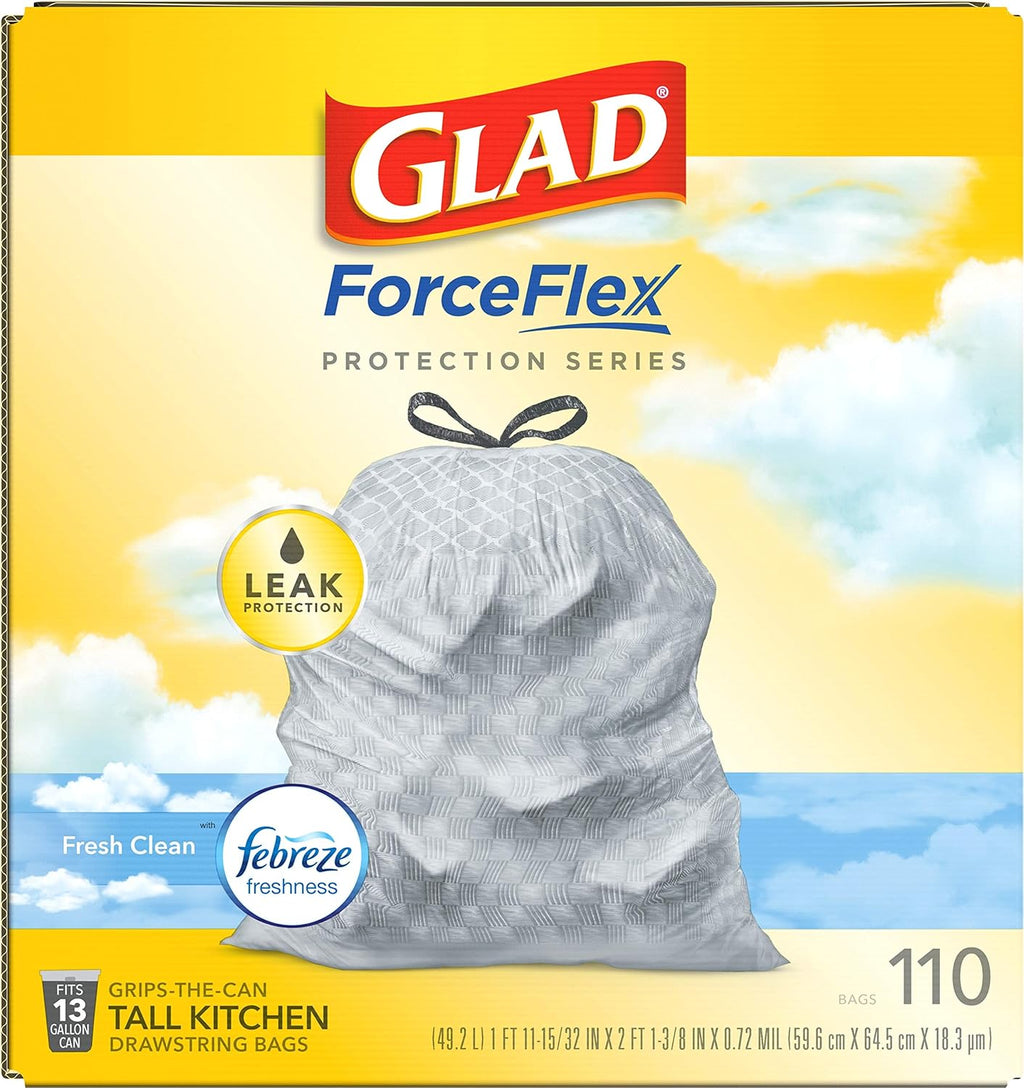 Tall Kitchen Drawstring Garbage Bags, 13 Gal, 110 Ct D3591